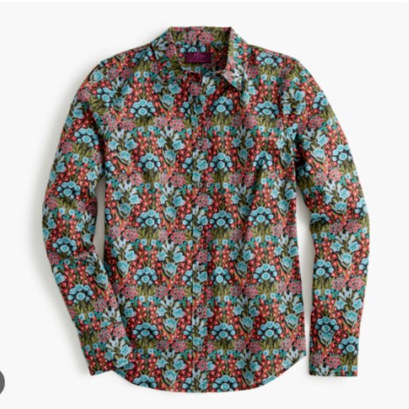 J.CREW Liberty Primrose Floral Print Perfect Shirt In Black Multi Size 2 NWT - Picture 1 of 7